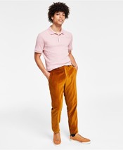 Alfani Men&#39;s Brown Cotton Slim-Fit Velvet Chino Dress Pants Size 33W 32L B4HP - £31.75 GBP