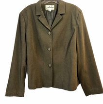 Johnathan Logan Olive Faux Suede Jacket Size 16 - £14.79 GBP