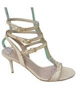 Donald Pliner Metallic Gold Snake Bone Leather Shoe New Strappy Sandal N... - $177.80 CAD