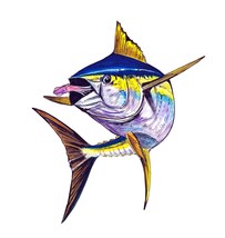Yellowfin Tuna Fish Vinyl Decal Sticker Truck Boat Car Cooler Cup Tumbler - $6.95+