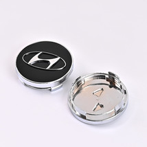 Set of 4Pcs - Hyundai Wheel Center Cap emblem Hub Caps - 60mm - Black - $176.51 MXN