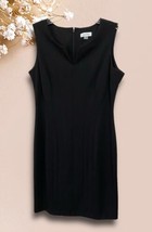 Calvin Klein Sheath Dress Sz 12 Black Career Office Classic LBD Sleeveless VNeck - £25.61 GBP