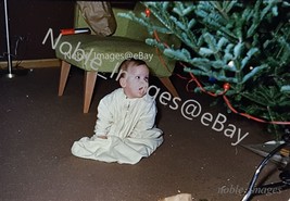 1950s Cute Baby PJ&#39;s Christmas Tree Kodachrome 35mm Color Slide - £2.75 GBP