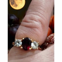 Gorgeous Ruby CZ gold band ring 6 - £53.73 GBP