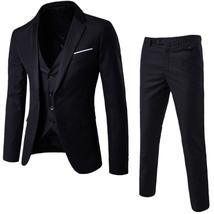 Blazer 3 Pieces Set Elegant Business Luxury Full Vest With Pants and Classic Jac - £32.85 GBP+