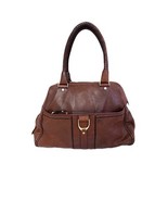 COLE HAAN BROWN LEATHER SATCHEL PURSE Braided Handles XLarge Distressed - €119,05 EUR