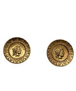 Vintage Lot of 2  Victorian Goddess Gold tone Metal  .95&quot; Buttons - £13.40 GBP