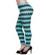 Womens Mint Black Chevron Print Warm Knit Full Length Sweater Ankle Legg... - $13.00