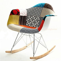 Quilt Pattern Eiffel Style Rocking Rocker Shell Chair Mid Century Modern - $169.95