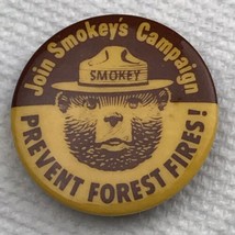 Smokey Bear Prevent Forest Fires Vintage Pin Button Pinback - £10.34 GBP