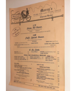 1950s Menu MOREY&#39;S Restaurant Steak House Oakland, CA 11x15&quot; Single Page - £23.19 GBP