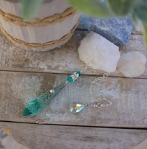 Blue Pendulum Swarovski Crystal Pendulum 40mm with Hand Painted End Cap - $918.84 MXN