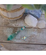 Blue Pendulum Swarovski Crystal Pendulum 40mm with Hand Painted End Cap - $48.95