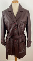 Vintage Etienne Aigner Genuine Leather Jacket Red Lining Belt Size 14 Hong Kong - £40.54 GBP