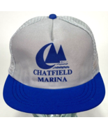 Vtg CHATFIELD MARINA Hat-Littleton CO-Corduroy-Mesh-Grey/Blue-Sailboat, ... - £18.45 GBP