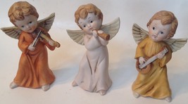 Homco Vintage Christmas Angel W/ Musical Instruments 3 Piece Figurine Set  #5400 - £22.09 GBP