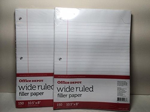 (2 Pack ) Office Depot Wide Ruled Filler Paper - 150 Sheets, Total 300 sheets - $14.75