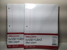 (2 Pack ) Office Depot Wide Ruled Filler Paper - 150 Sheets, Total 300 sheets - £11.79 GBP