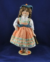 Gretel 13-inch Franklin Heirloom Porcelain Doll 1984 Hand Painted with Tag Stand - £10.12 GBP