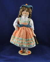 Gretel 13-inch Franklin Heirloom Porcelain Doll 1984 Hand Painted with Tag Stand - £9.67 GBP