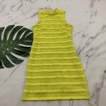 J.Crew Fringe Lace Sheath Dress Size 00 Citron Neon Yellow Sleeveless Br... - $35.63