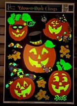 Halloween Glow In the Dark Window Decor Clings Jack-O-Lanterns GITD VTG 1999 - £9.93 GBP