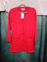 Eanuer Womans Red Sweater Cardigan  Sz L 9095BxBARE  - £13.02 GBP