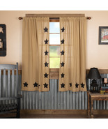 New Country Black Star burlap curtains with tiebacks - $1,011.96 MXN