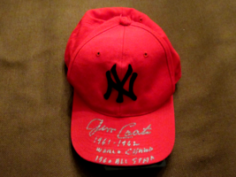 JIM COATES 1961-1962 WSC 1960 A/S YANKEES PITCHER AUTO VINTAGE RED CAP H... - $118.79