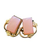 Vintage Coro Clip On Earrings Pink Moonglow Thermoset Rhinestone - $203.96 MXN