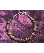Tiger Eye and Sterling Silver Bali Bead Bracelet 7.5&quot;  925 SS - £12.36 GBP