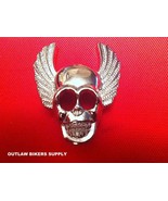 Biker Silver Tone Wing Skull Rivet Studs Spots 4.4x3.6cm 7x3.5mm set of ... - £21.52 GBP