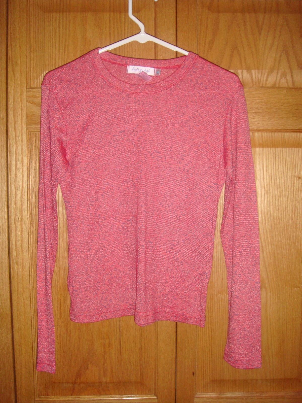 Fresh Produce Top M Red Soft Sheen With Etched Floral Top - $14.99
