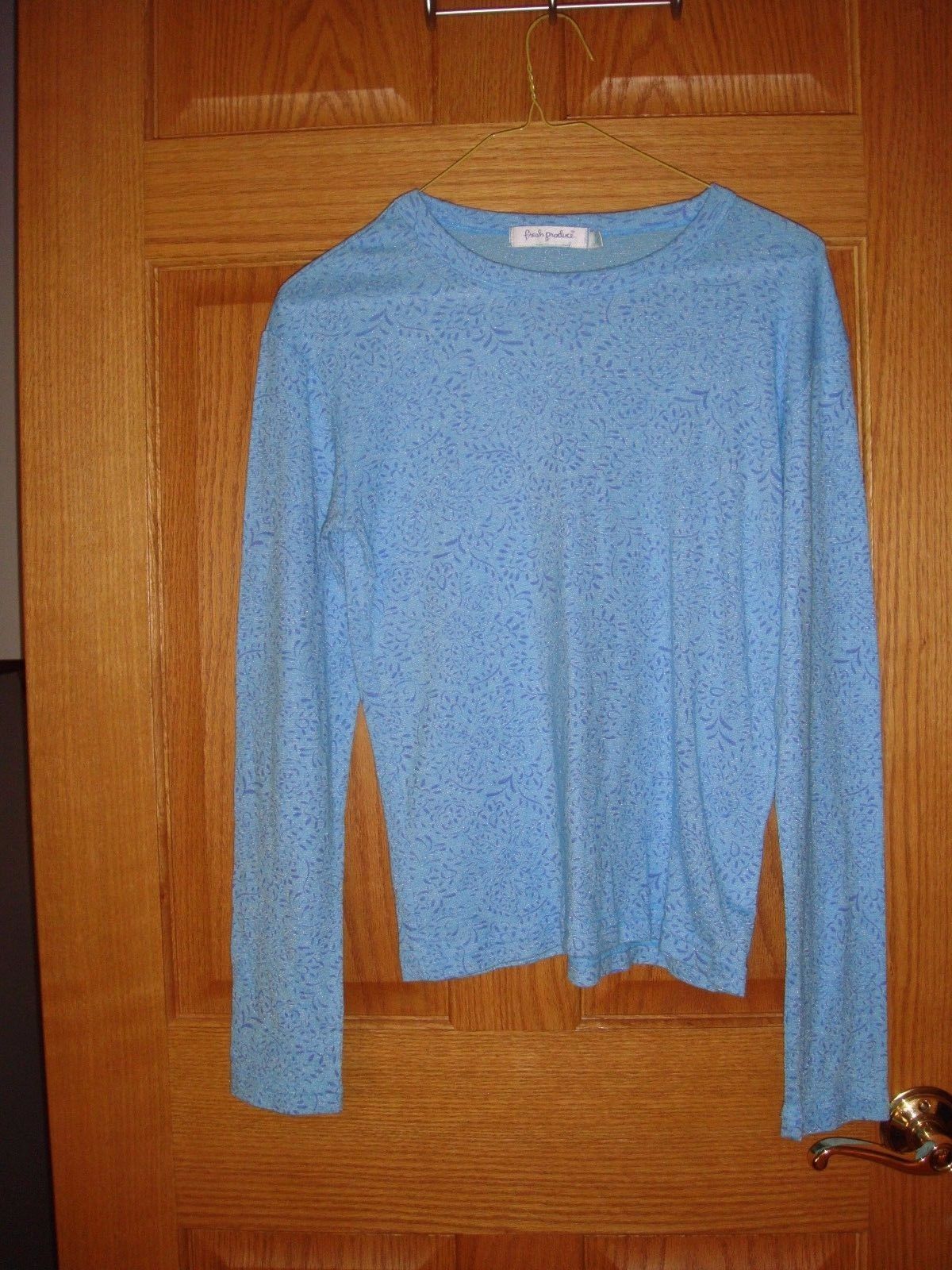 Fresh Produce Top L Atlantis Soft Sheen With Etched Floral Top - $13.49