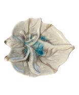 Ceramic Leaf Dish Crackle Glaze Blue Green Decorative Trinket Bowl - $10.80
