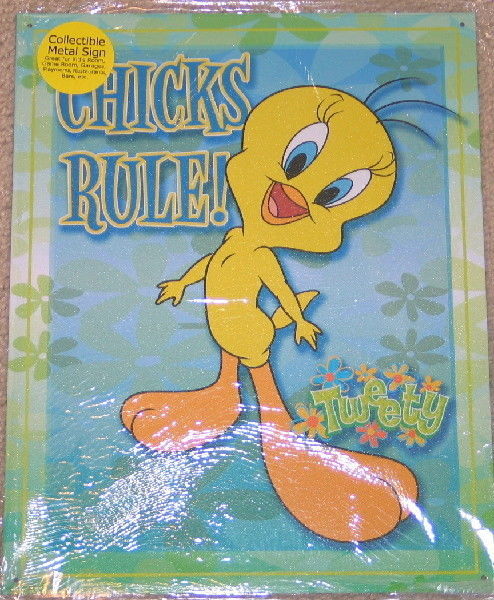 Looney Tunes Tweety Bird Figure Chicks Rule! Tin Sign - $9.74