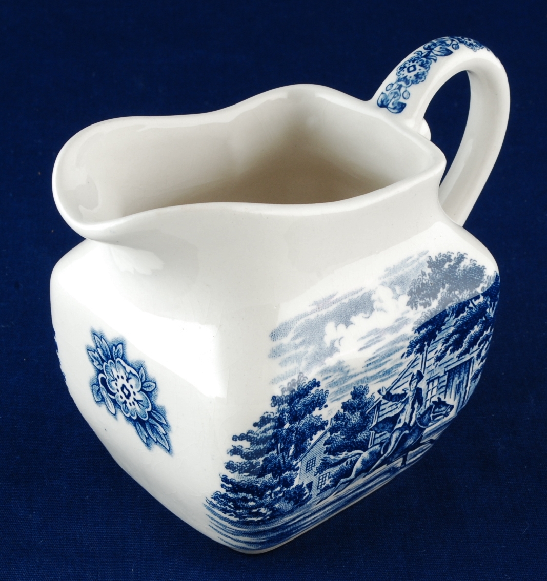 Staffordshire Liberty Blue 8-oz Creamer Paul Revere Historic Colonial Scenes  Item image 3