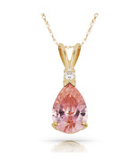 3.05 CT Pink Sapphire Pear Shape 2 Stone Gemstone Pendant &amp; Necklace 14K... - $147.51