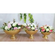 Taj Bowl Set Flower/ Candle Festive Decor Set of 3 Urli for Home Decor - £61.91 GBP