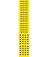 SANITARY SEWER adhesive Yellow Stickers Pipe Markers Arrows sewage BRADY... - $18.54