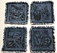 Large Western Theme Mug Rugs / Coasters - Set of 4 - Black Thread - £19.89 GBP