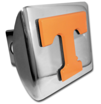 university of tennessee orange emblem on chrome trailer hitch cover usa made - £63.20 GBP