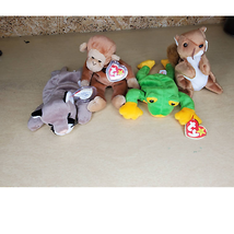 TY Beanie Babies Baby Bundle of 4 Frog Squirrel Cat Monkey - $23.28