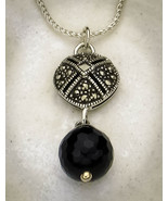.925 Hematite and Onyx Drop Pendant - $62.43 CAD