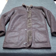 VTG Wilsons Leather Faux Jacket Adult Large Brown Shag Lined Warm Coat - £54.85 GBP