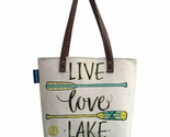 Simply Southern Live Love Lake Cottage Boat Canvas Tote Shop Bag Beach NEW - £22.17 GBP