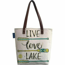 Simply Southern Live Love Lake Cottage Boat Canvas Tote Shop Bag Beach NEW - £22.04 GBP