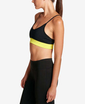 DKNY Womens Activewear Low Impact Mesh Back Sports Bra, X-Small, Black/Sulfur - £32.00 GBP