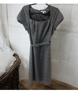Banana Republic Stretch Wool Blend Dress Cap Sleeve Belt Sz 14 Gray Care... - $47.22 CAD