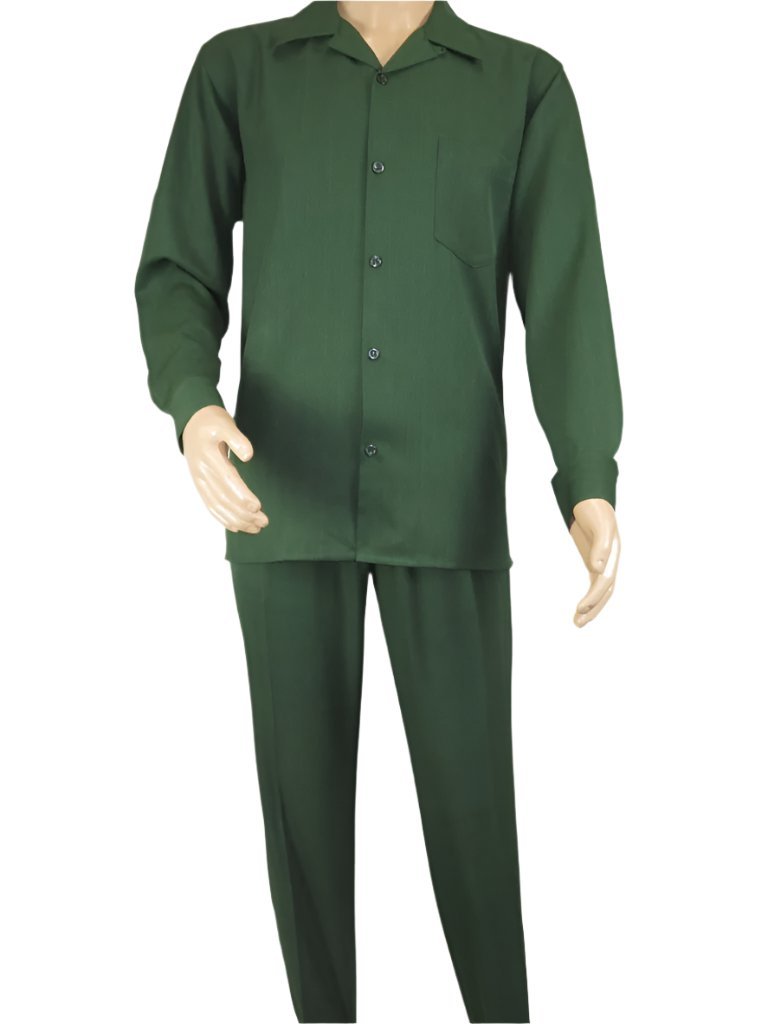 Men's MONTIQUE Two Piece Set Walking Leisure Suit Long Sleeves 1641 H. Green